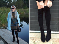 OVER THE KNEE LACE-UP SUEDE BOOTS