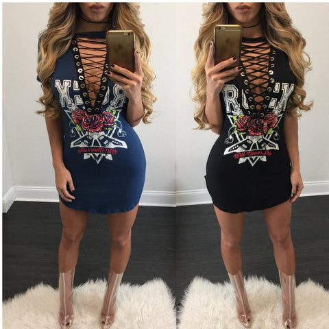 ROCK OUT LACE UP MINI DRESS