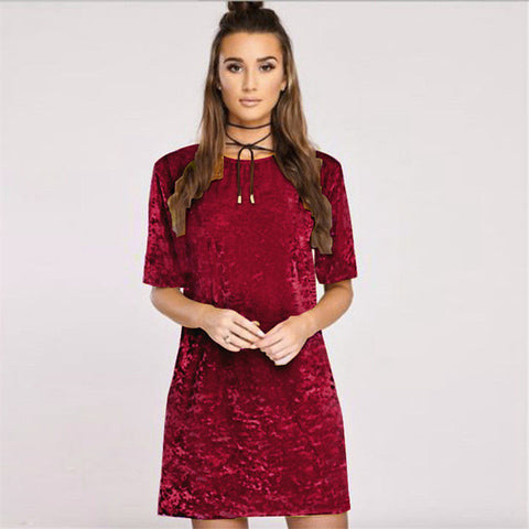 CRUSHED VELVET MINI DRESS