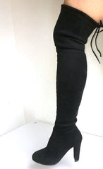 OVER THE KNEE LACE-UP SUEDE BOOTS