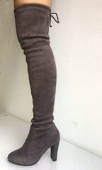 OVER THE KNEE LACE-UP SUEDE BOOTS